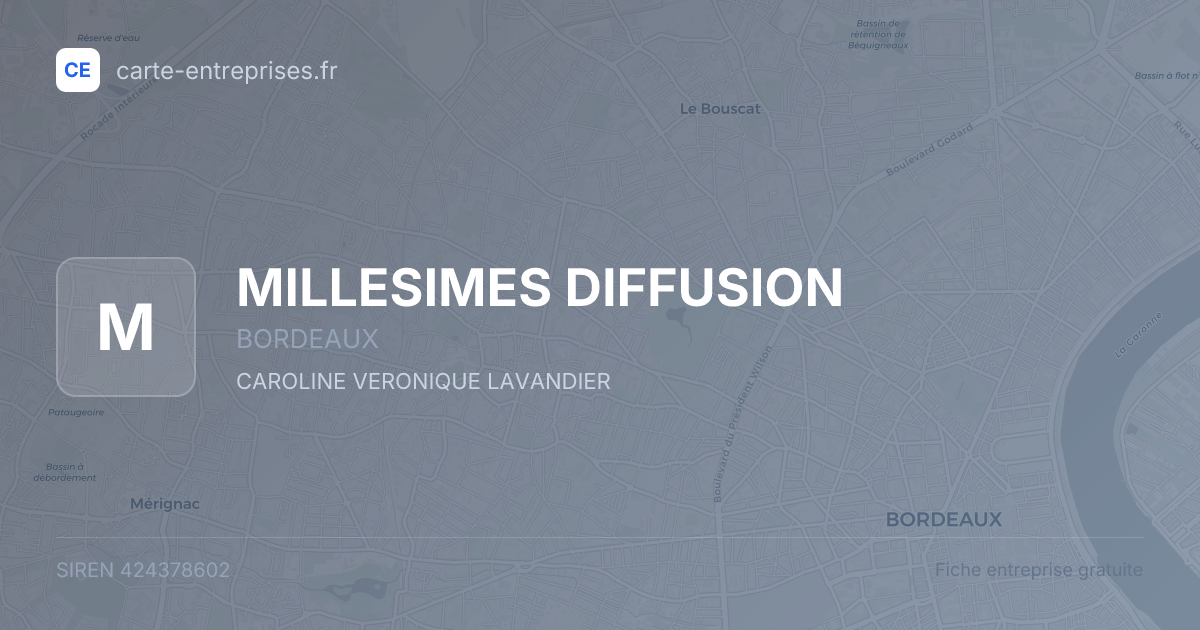 MILLESIMES DIFFUSION — 424378602 — fiche entreprise