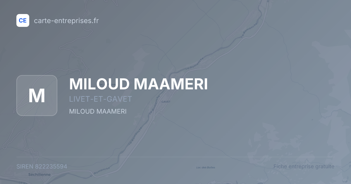 MILOUD MAAMERI — 822235594 — fiche entreprise