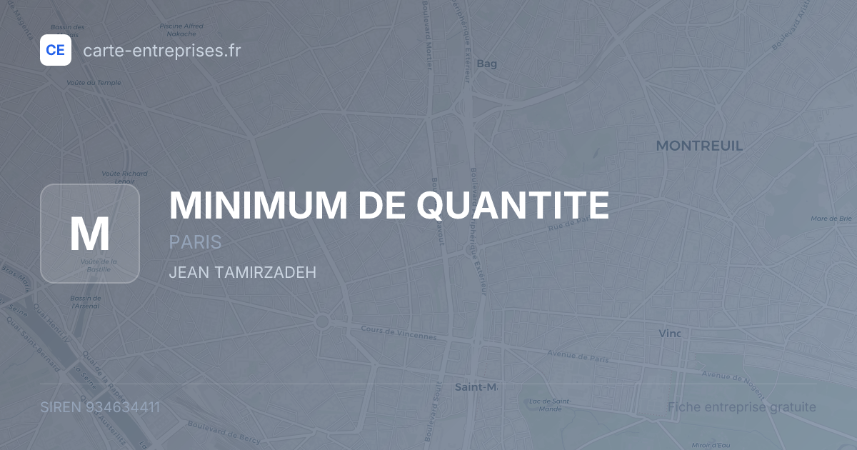 MINIMUM DE QUANTITE — 934634411 — fiche entreprise