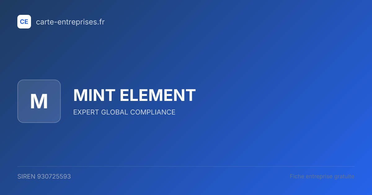 MINT ELEMENT — 930725593 — fiche entreprise