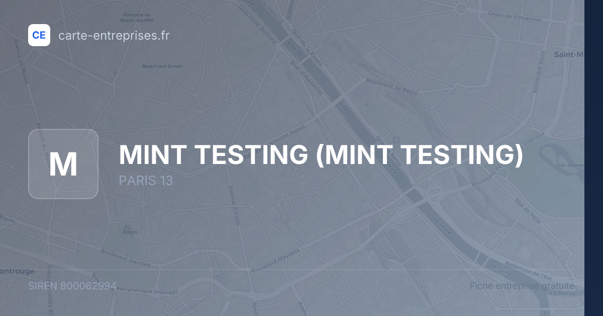 MINT TESTING — 800062994 — fiche entreprise