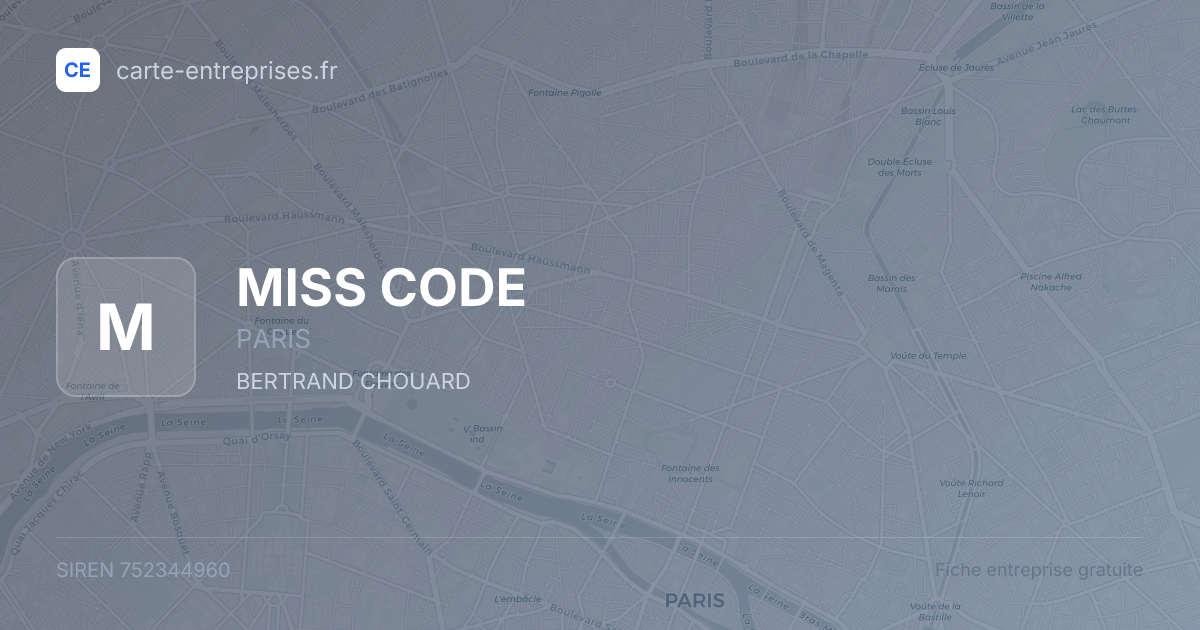 MISS CODE — 752344960 — fiche entreprise