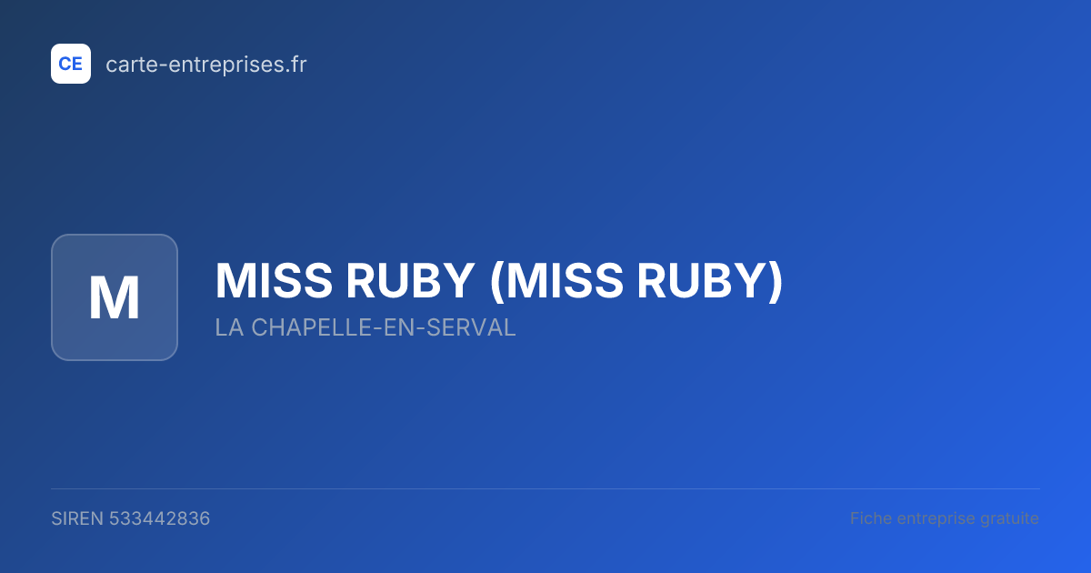 MISS RUBY — 533442836 — fiche entreprise