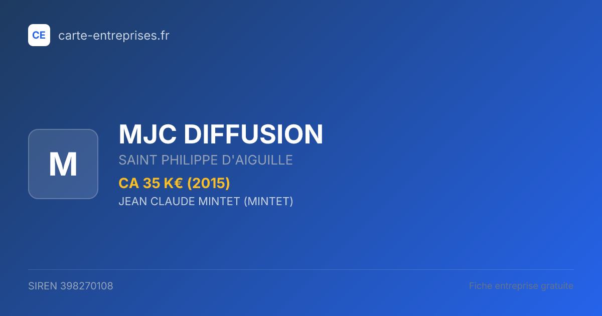 MJC DIFFUSION — 398270108 — fiche entreprise
