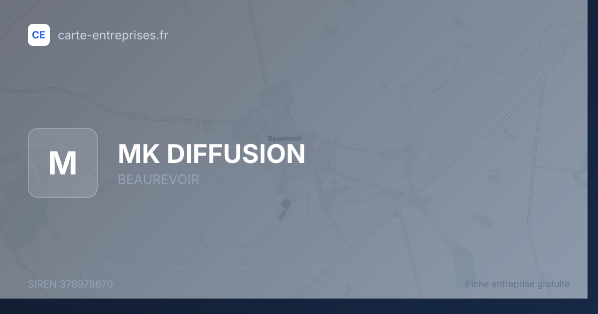 MK DIFFUSION — 378978670 — fiche entreprise