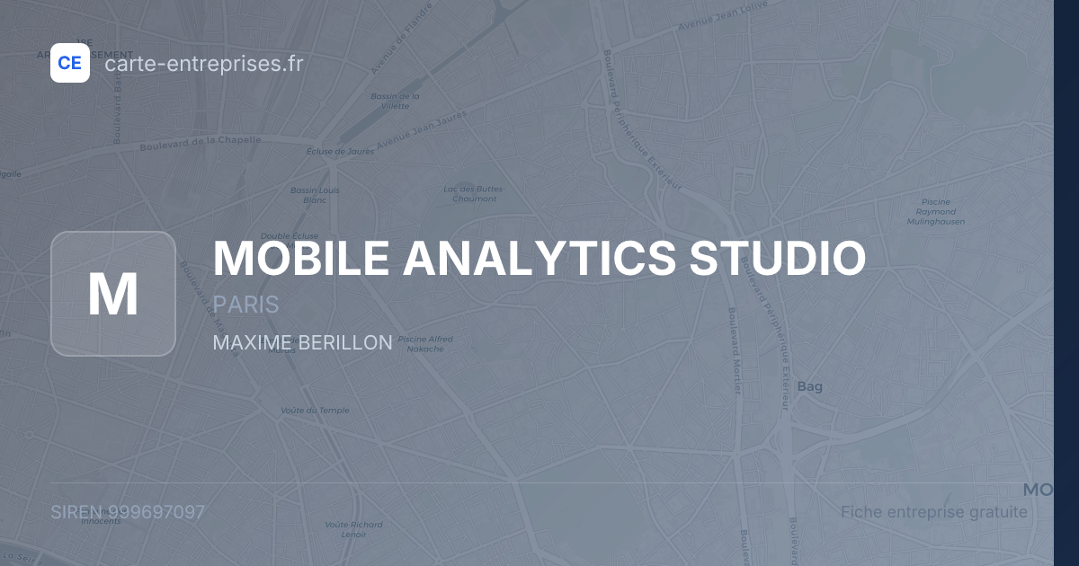 MOBILE ANALYTICS STUDIO — 999697097 — fiche entreprise