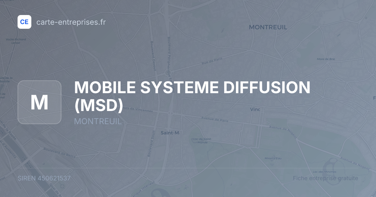 MOBILE SYSTEME DIFFUSION (MSD) — 450621537 — fiche entreprise