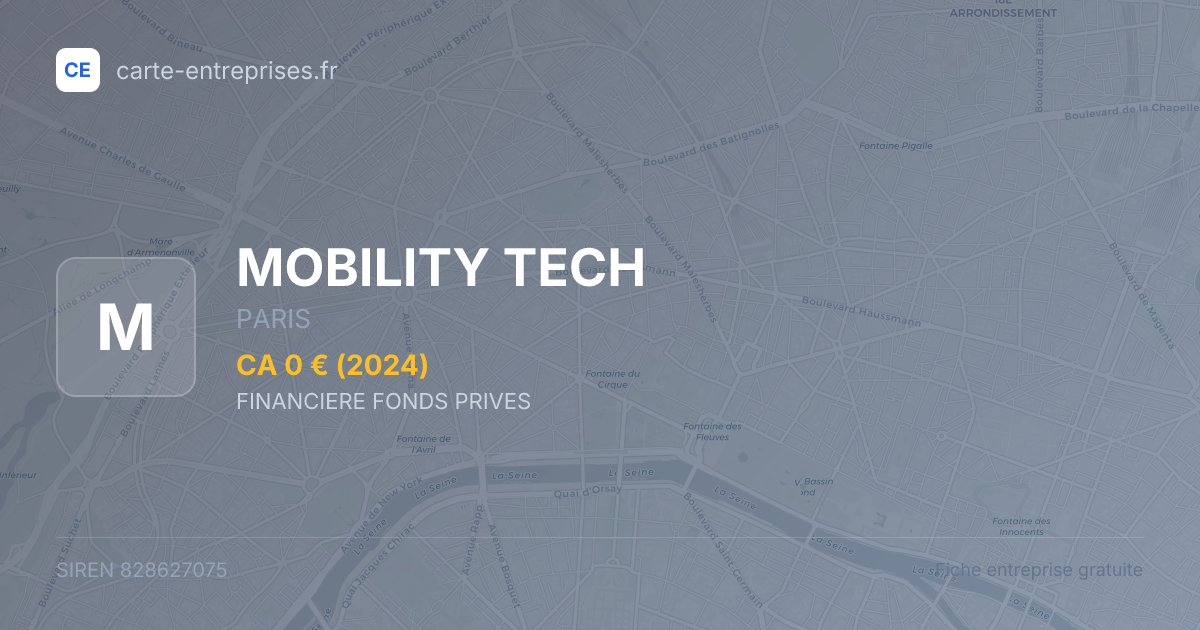 MOBILITY TECH — 828627075 — fiche entreprise