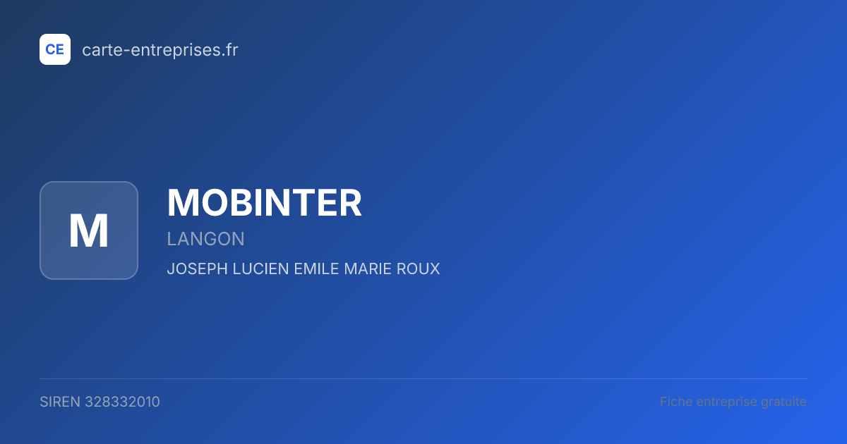 MOBINTER — 328332010 — fiche entreprise