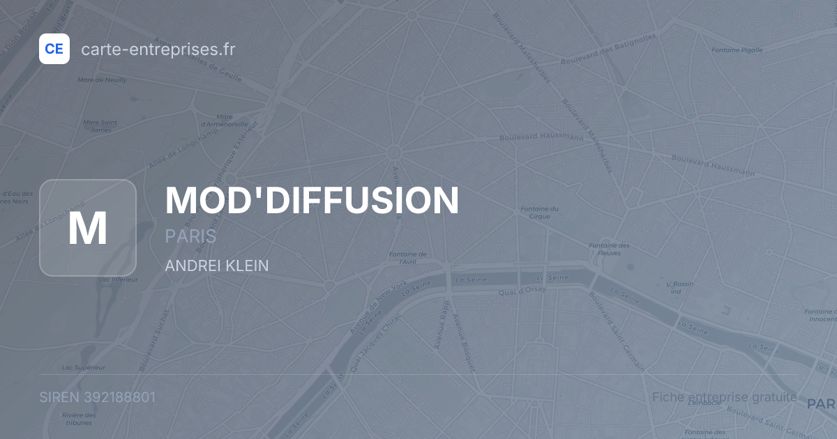 MOD'DIFFUSION — 392188801 — fiche entreprise