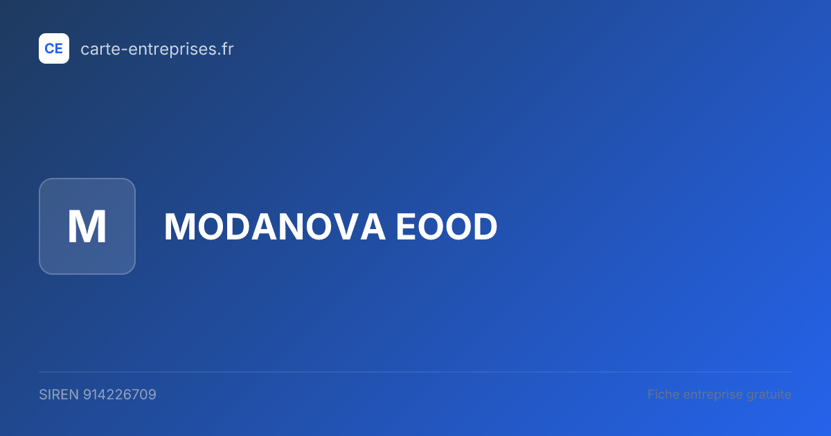 MODANOVA EOOD — 914226709 — fiche entreprise