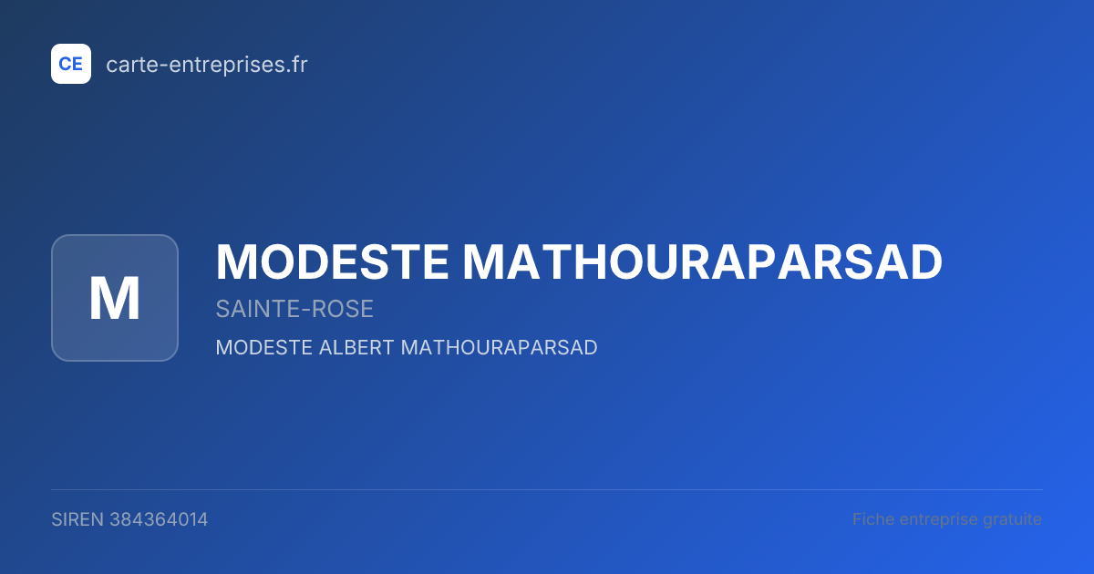MODESTE MATHOURAPARSAD — 384364014 — fiche entreprise