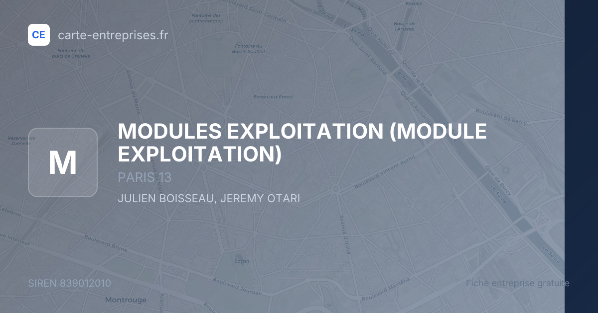 MODULES EXPLOITATION (MODULE EXPLOITATION) — 839012010 — fiche entreprise