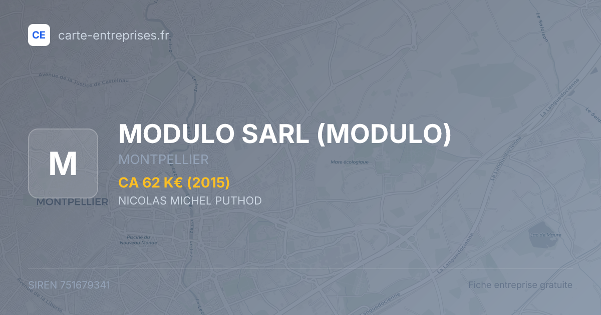 MODULO SARL (MODULO) — 751679341 — fiche entreprise