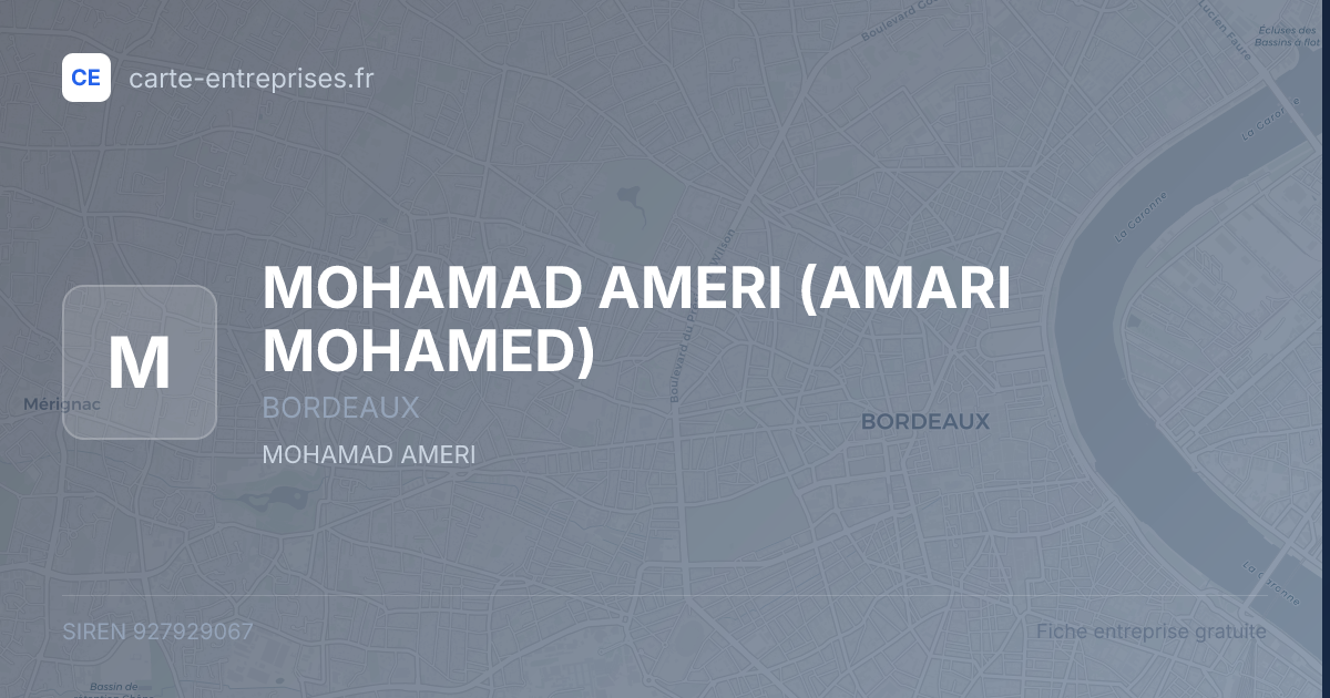 MOHAMAD AMERI (AMARI MOHAMED) — 927929067 — fiche entreprise