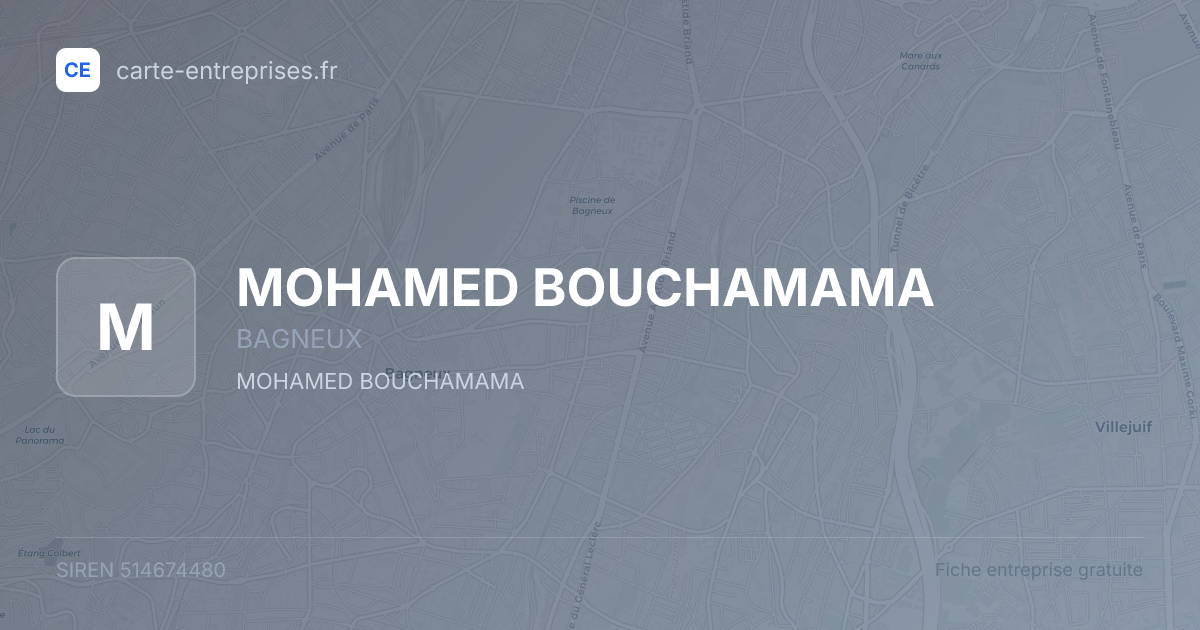 MOHAMED BOUCHAMAMA — 514674480 — fiche entreprise