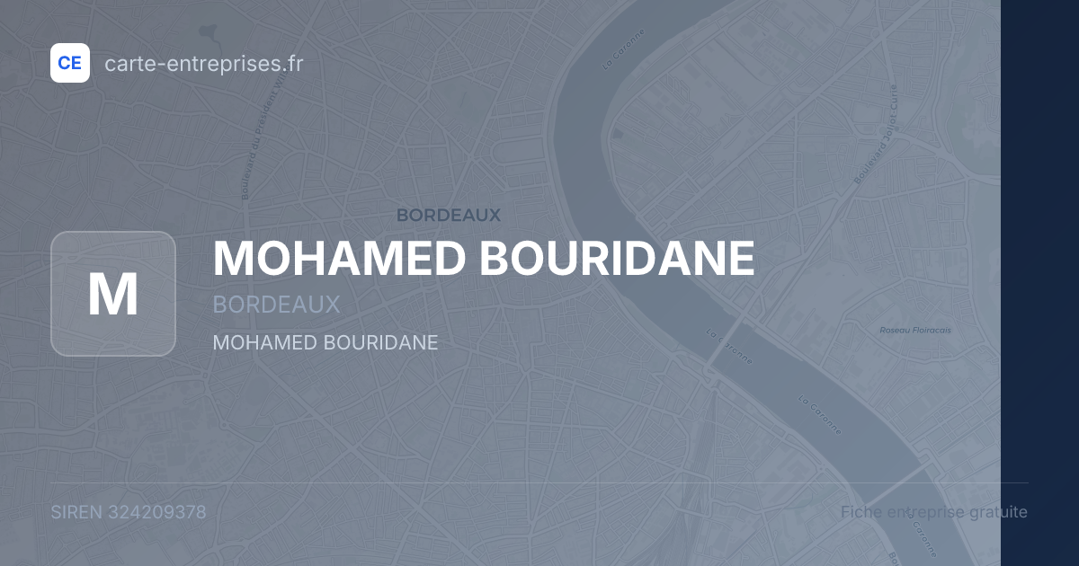 MOHAMED BOURIDANE — 324209378 — fiche entreprise
