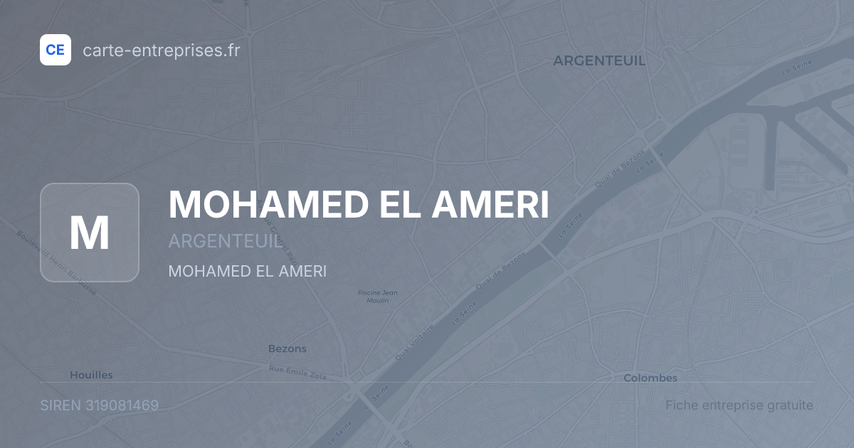 MOHAMED EL AMERI — 319081469 — fiche entreprise