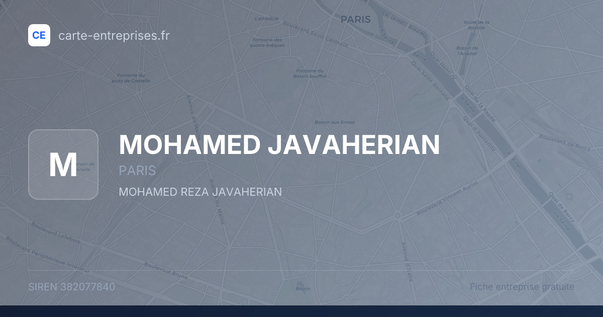 MOHAMED JAVAHERIAN — 382077840 — fiche entreprise