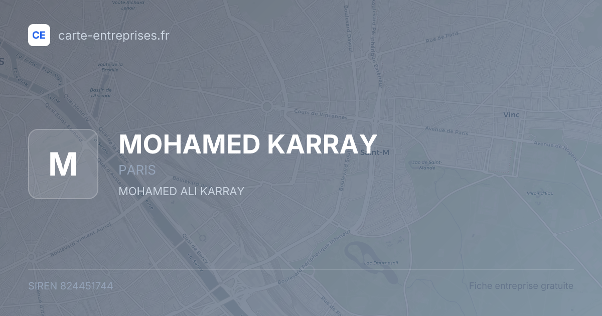 MOHAMED KARRAY — 824451744 — fiche entreprise