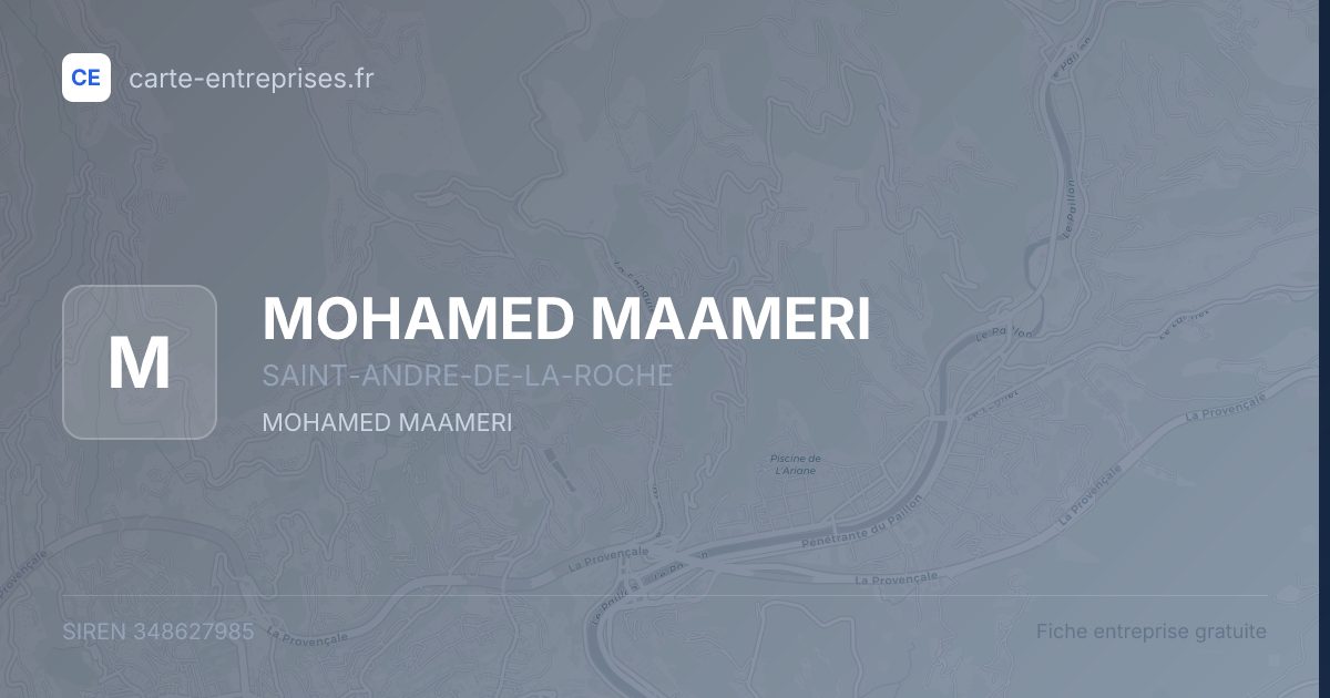 MOHAMED MAAMERI — 348627985 — fiche entreprise