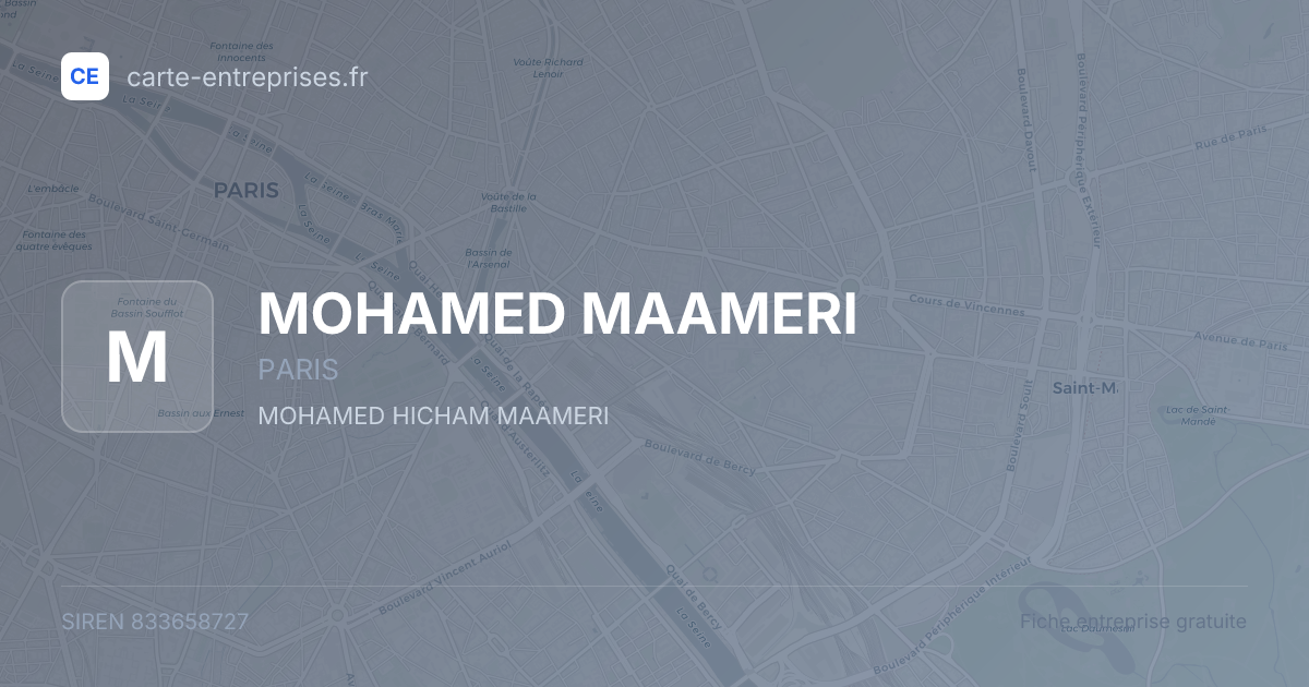 MOHAMED MAAMERI — 833658727 — fiche entreprise