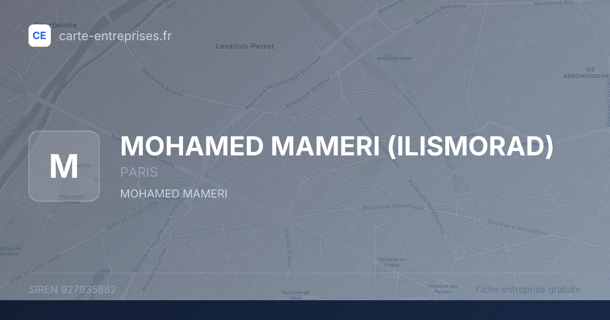 MOHAMED MAMERI (ILISMORAD) — 927935882 — fiche entreprise