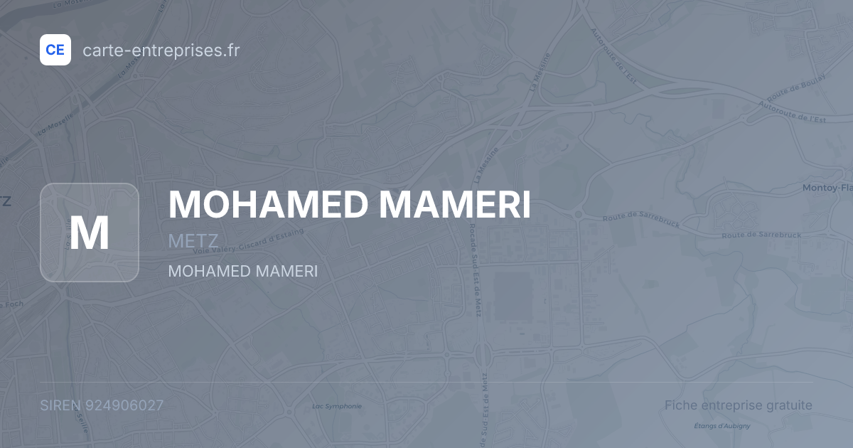 MOHAMED MAMERI — 924906027 — fiche entreprise