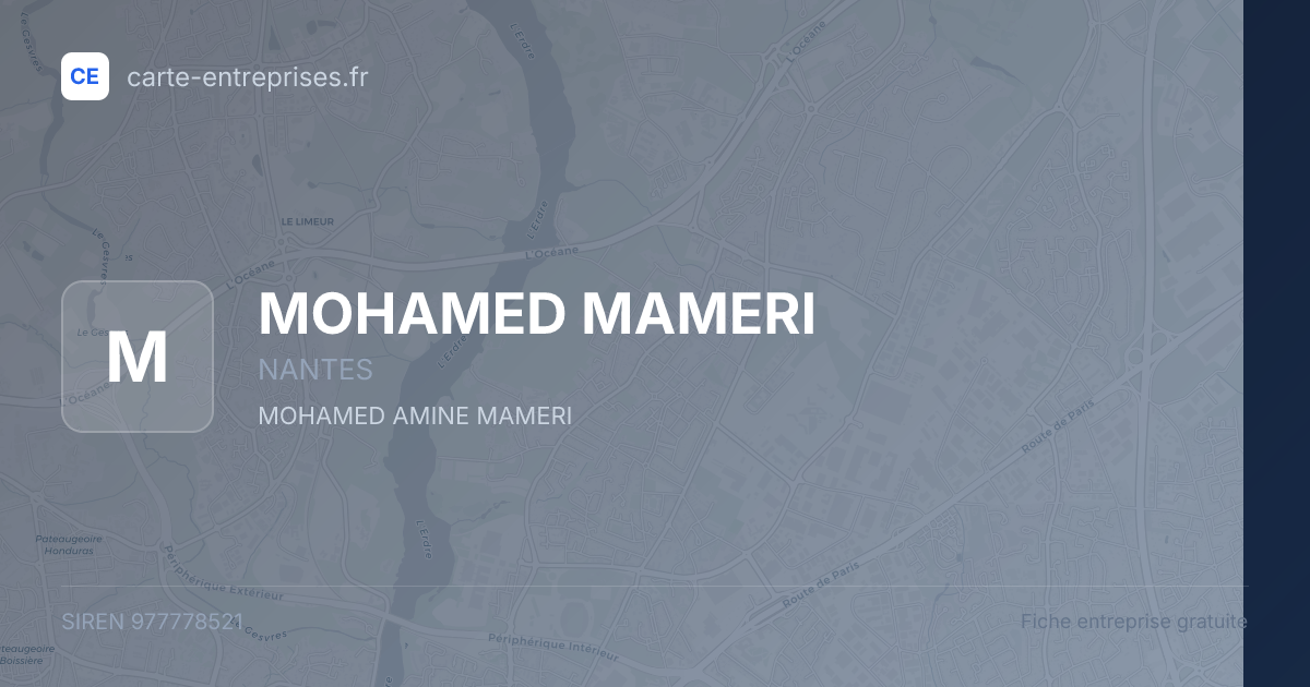 MOHAMED MAMERI — 977778521 — fiche entreprise