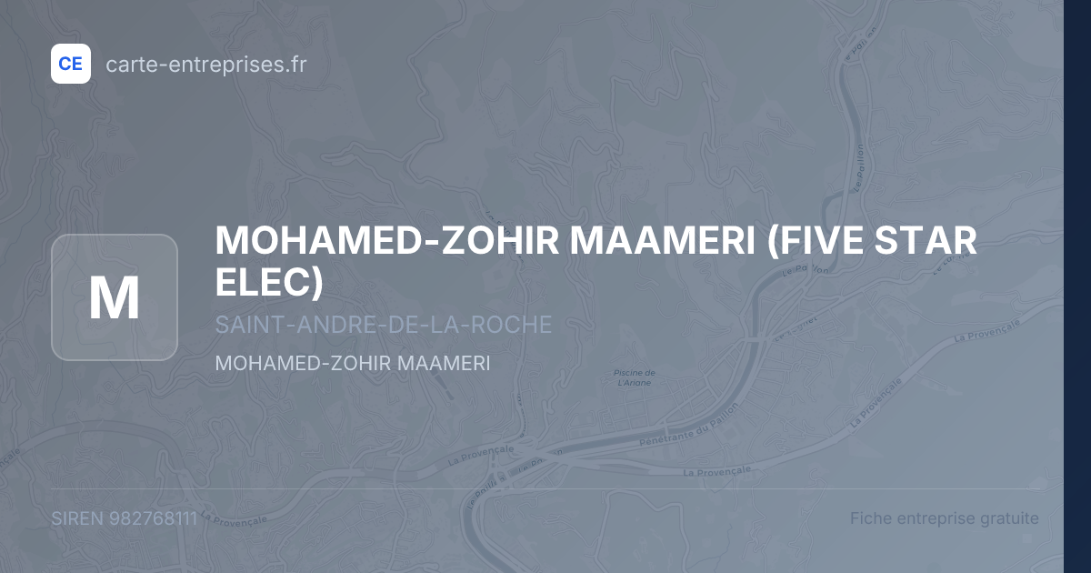 MOHAMED-ZOHIR MAAMERI (FIVE STAR ELEC) — 982768111 — fiche entreprise
