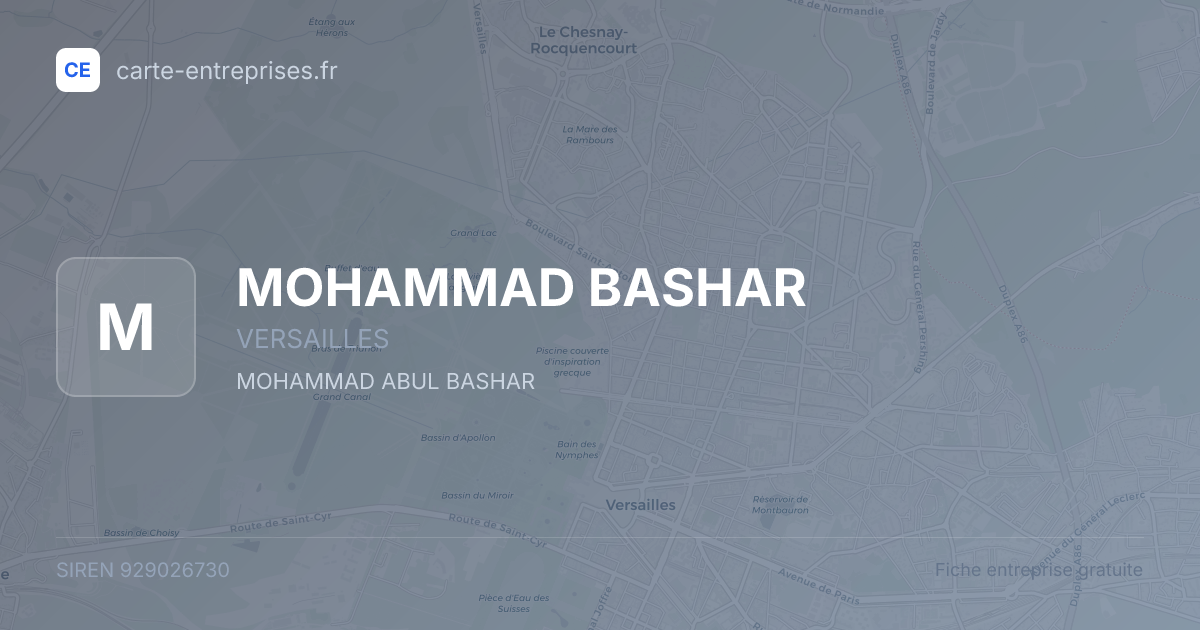 MOHAMMAD BASHAR — 929026730 — fiche entreprise
