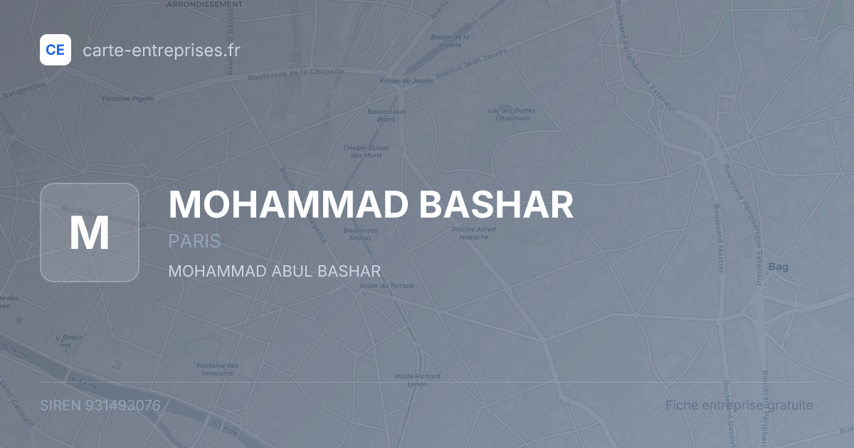 MOHAMMAD BASHAR — 931493076 — fiche entreprise