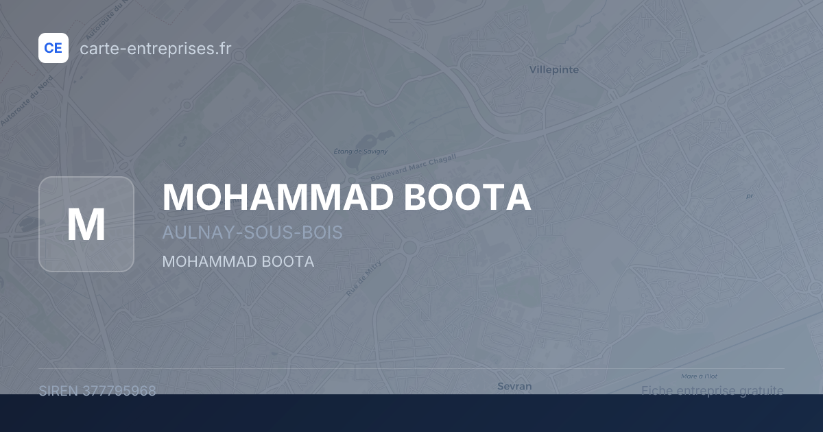 MOHAMMAD BOOTA — 377795968 — fiche entreprise
