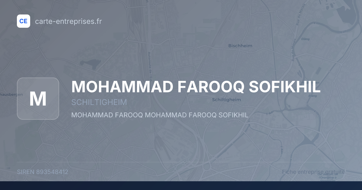 MOHAMMAD FAROOQ SOFIKHIL — 893548412 — fiche entreprise