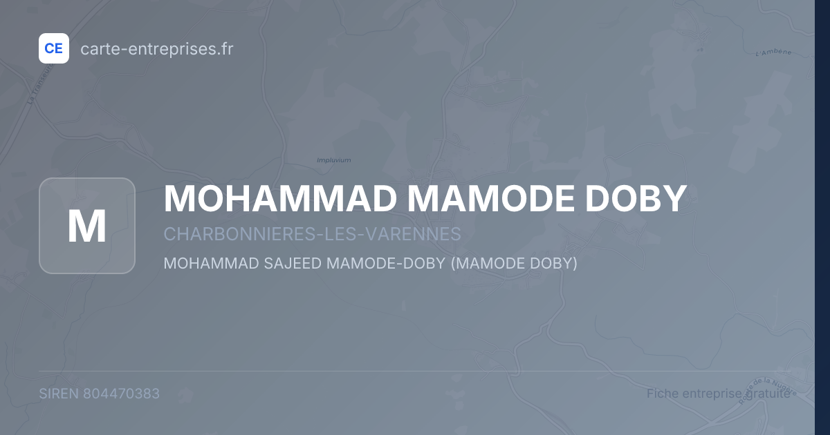 MOHAMMAD MAMODE DOBY — 804470383 — fiche entreprise