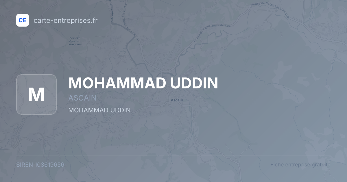 MOHAMMAD UDDIN — 103619656 — fiche entreprise