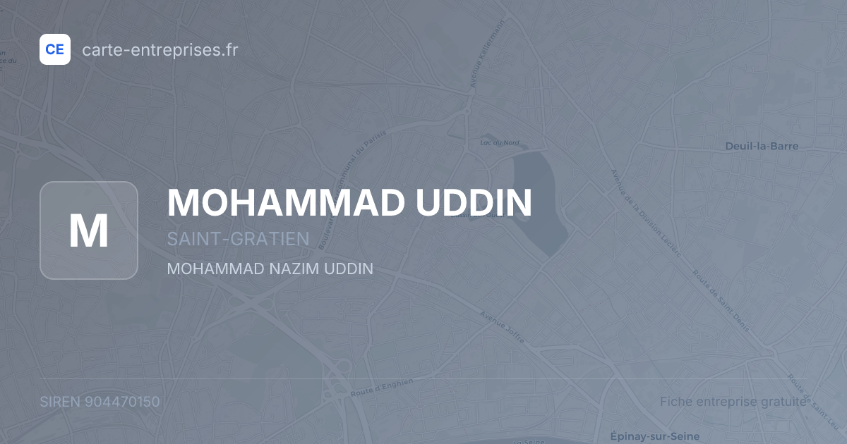 MOHAMMAD UDDIN — 904470150 — fiche entreprise