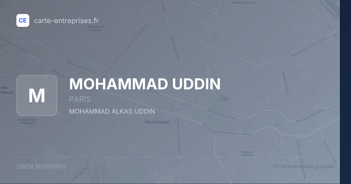 MOHAMMAD UDDIN — 908192099 — fiche entreprise