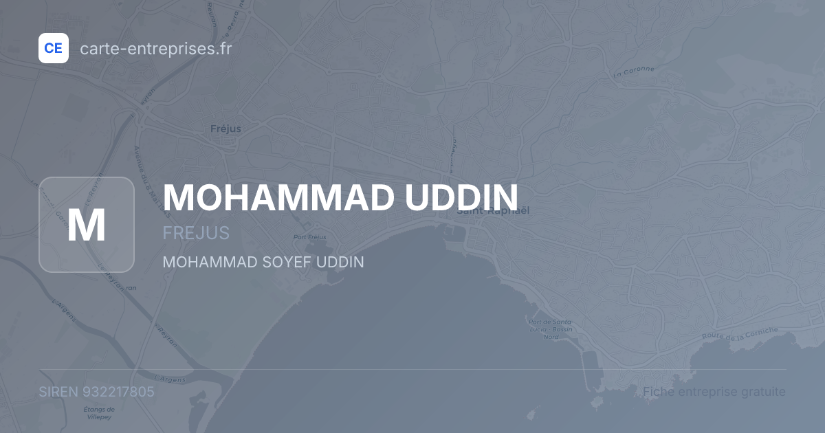 MOHAMMAD UDDIN — 932217805 — fiche entreprise