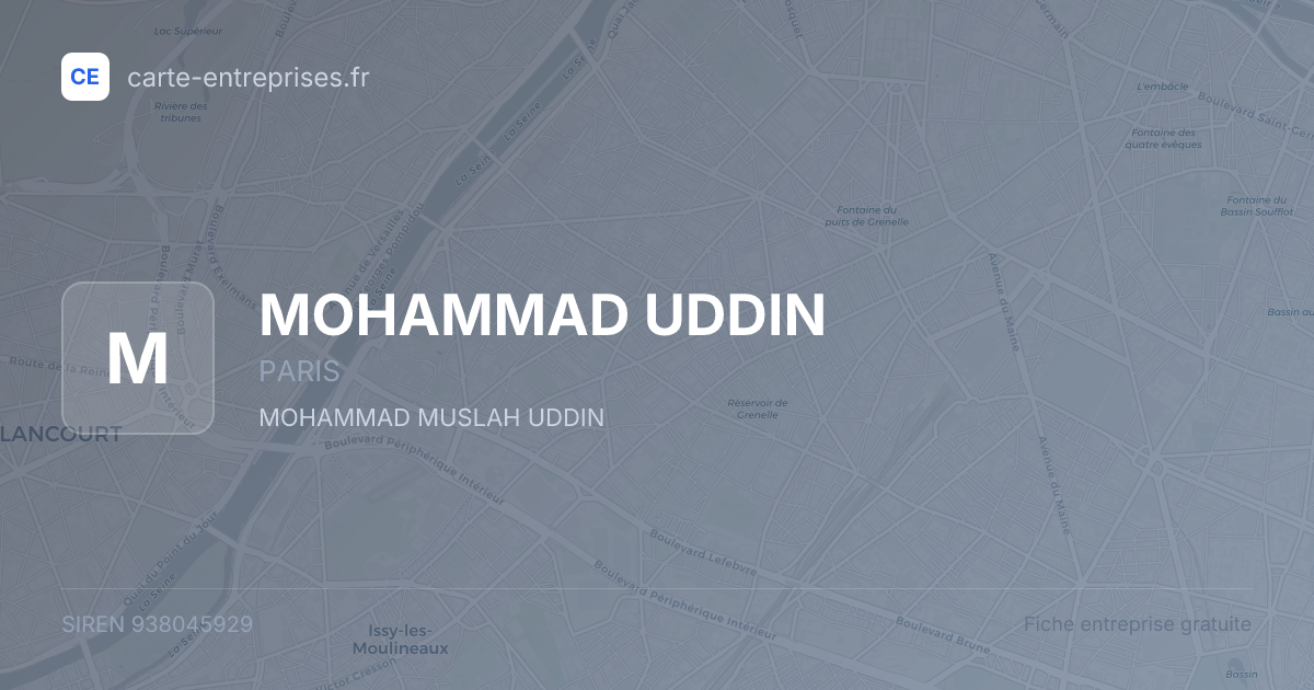 MOHAMMAD UDDIN — 938045929 — fiche entreprise