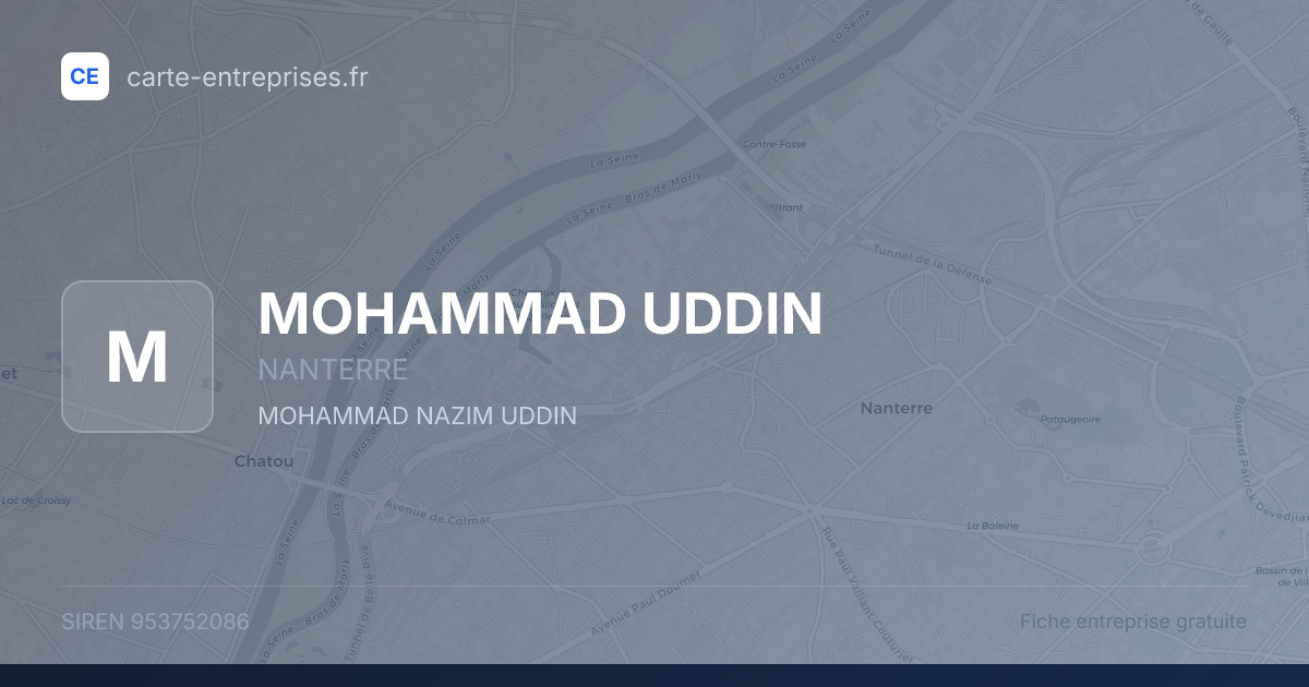 MOHAMMAD UDDIN — 953752086 — fiche entreprise