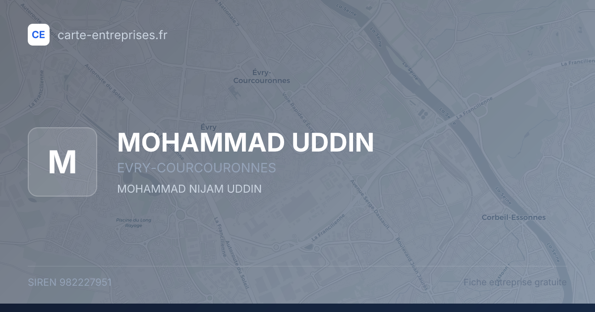 MOHAMMAD UDDIN — 982227951 — fiche entreprise