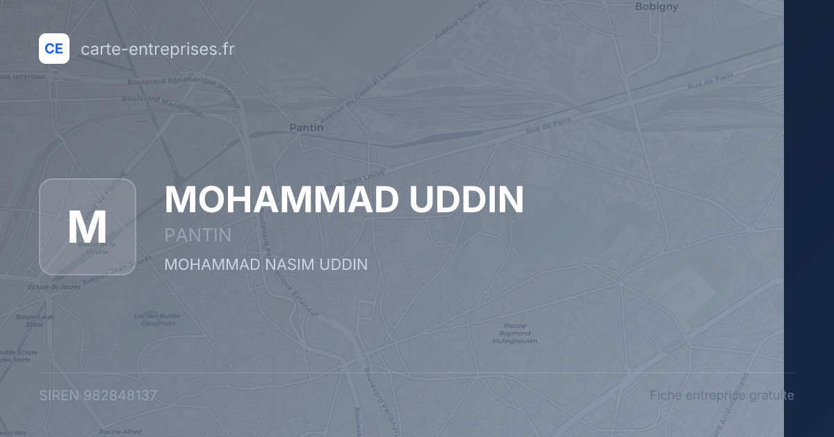 MOHAMMAD UDDIN — 982848137 — fiche entreprise