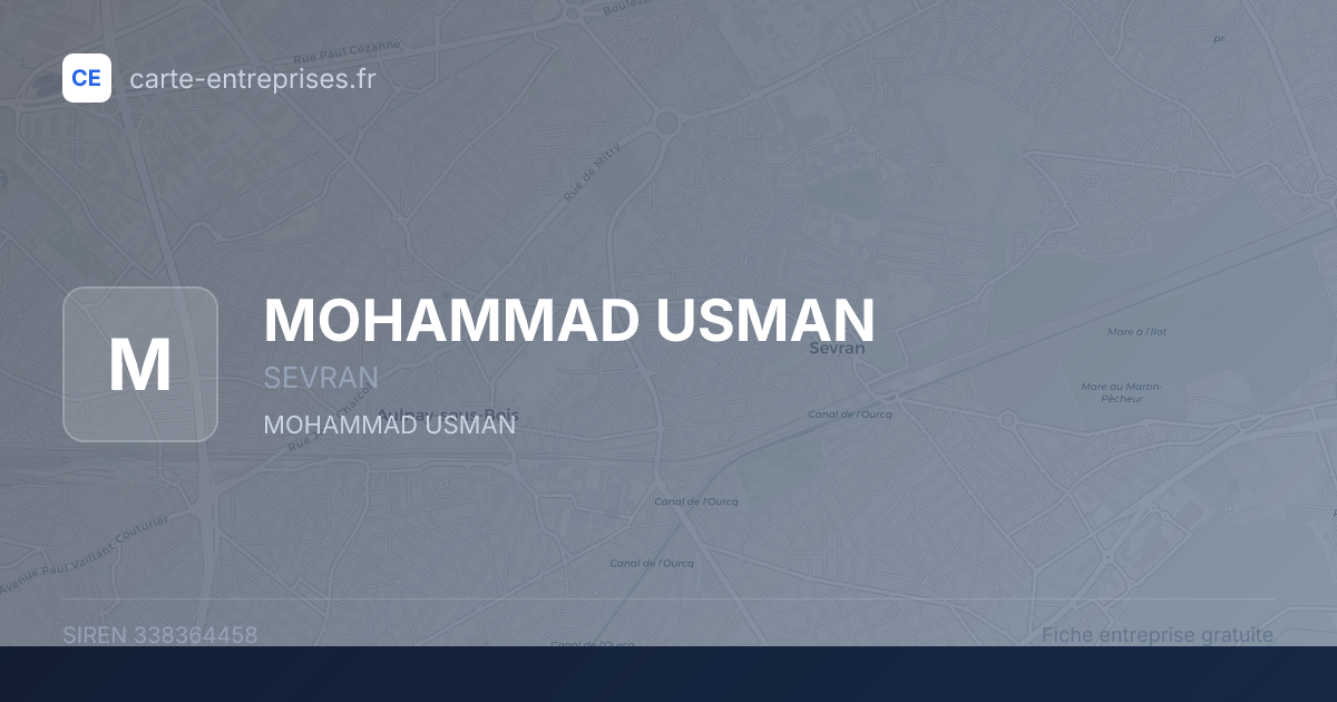 MOHAMMAD USMAN — 338364458 — fiche entreprise