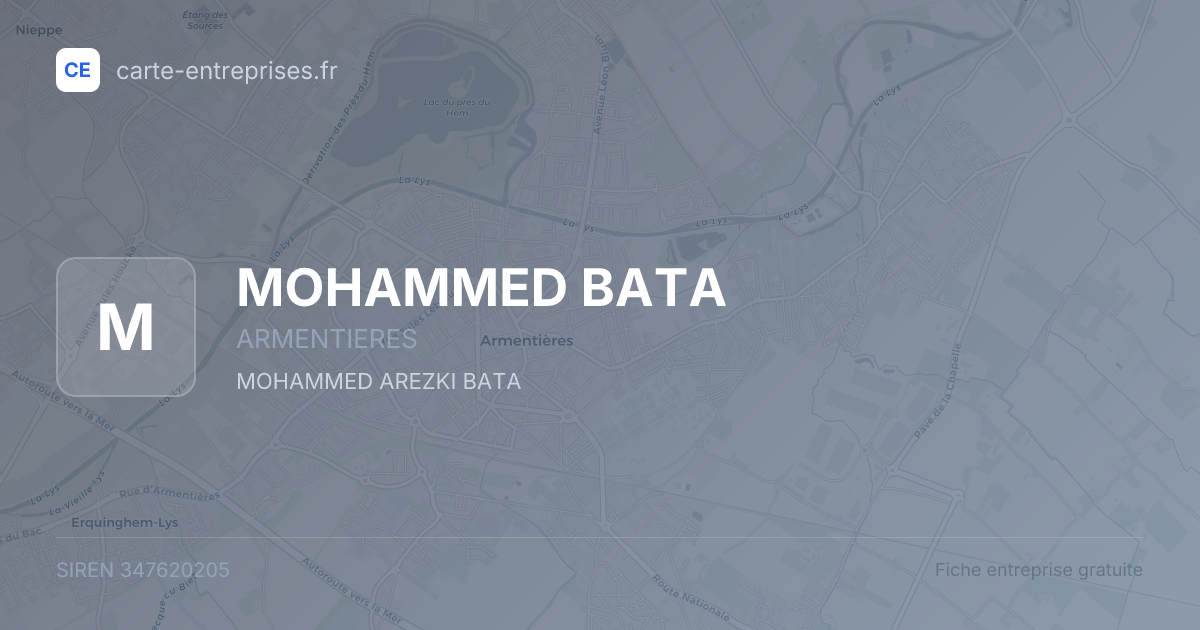 MOHAMMED BATA — 347620205 — fiche entreprise