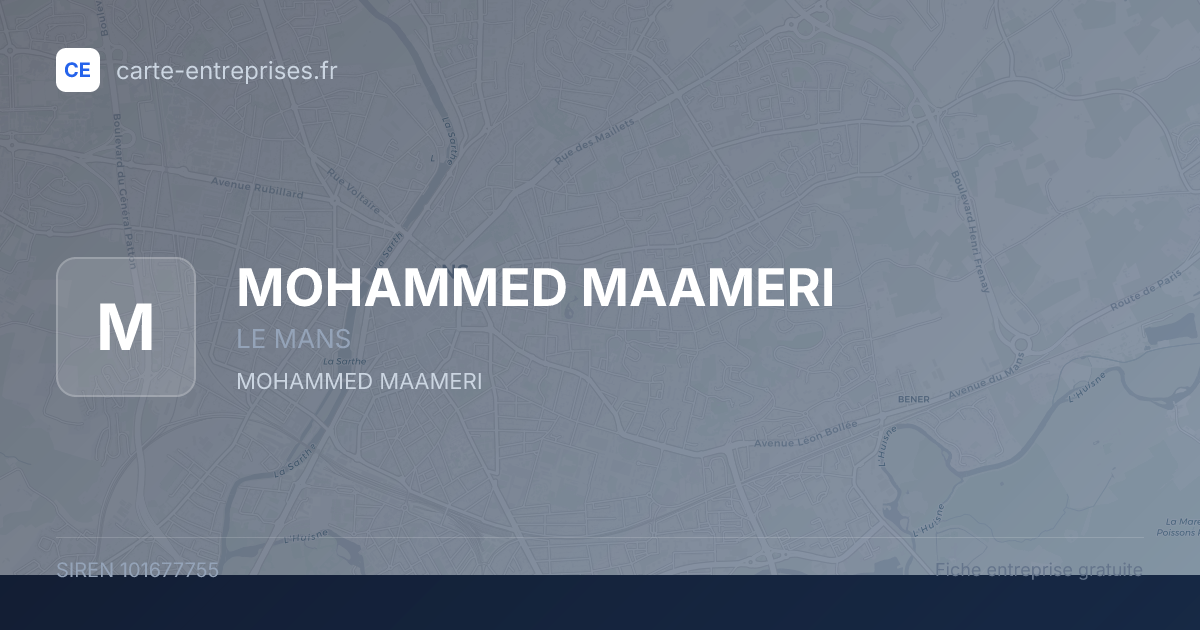 MOHAMMED MAAMERI — 101677755 — fiche entreprise