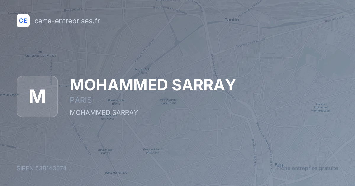 MOHAMMED SARRAY — 538143074 — fiche entreprise