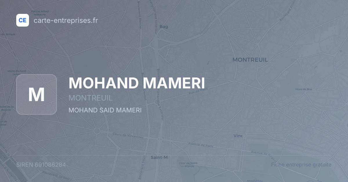 MOHAND MAMERI — 691086284 — fiche entreprise
