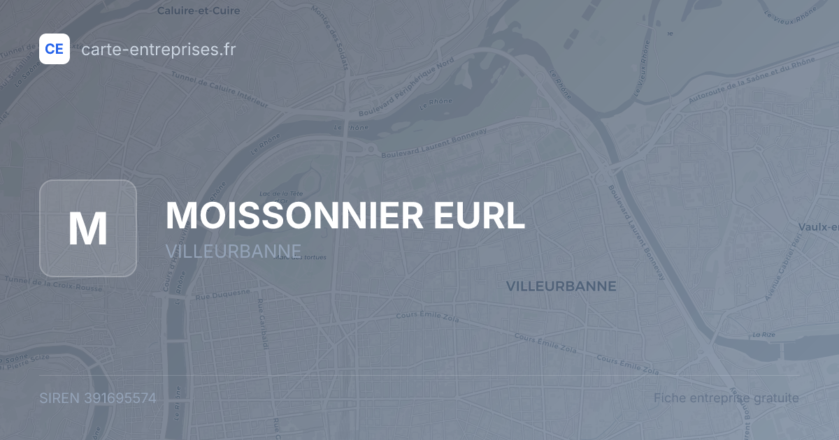 MOISSONNIER EURL — 391695574 — fiche entreprise
