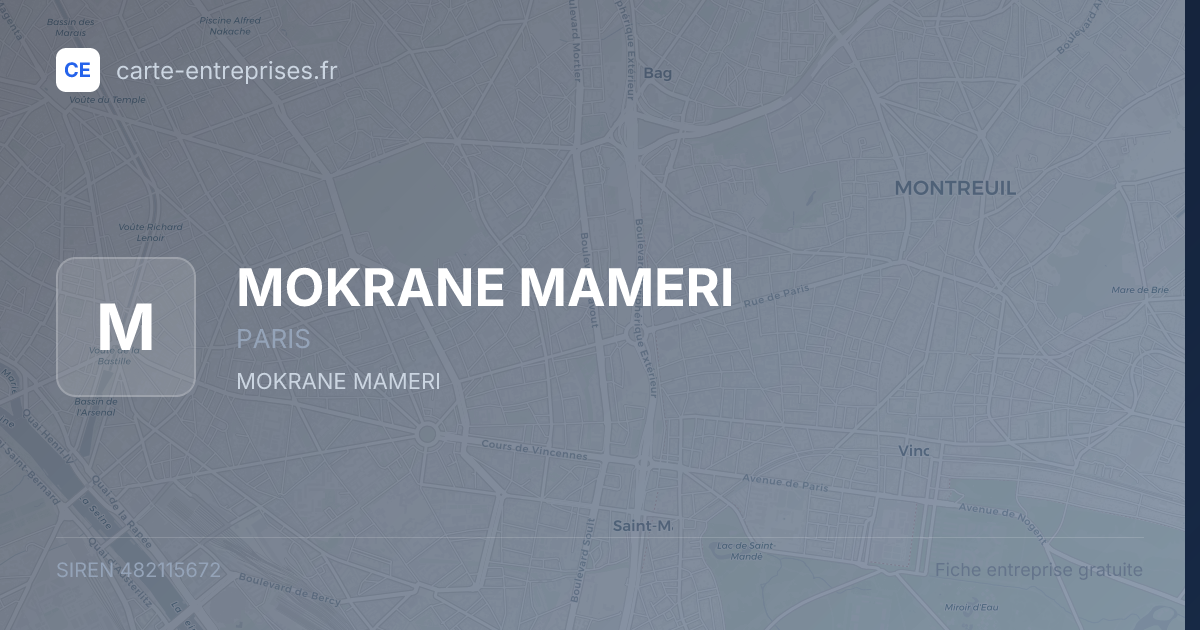MOKRANE MAMERI — 482115672 — fiche entreprise